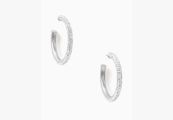Kate Spade Razzle Dazzle Hoops, silver at Kate Spade Outlet