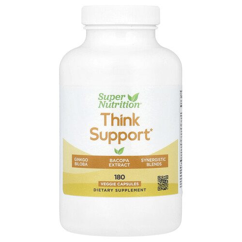 Super Nutrition, Think Support, with Ginkgo Biloba, Skullcap, Gotu Kola, Bacopa and Enzymes, 180 Veggie Capsules at iHerb