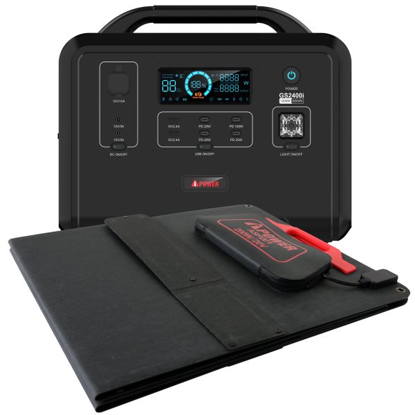 GS2400i+200W Solar Panel, 1200W Power Source Solar Generator Bundle at AiPower