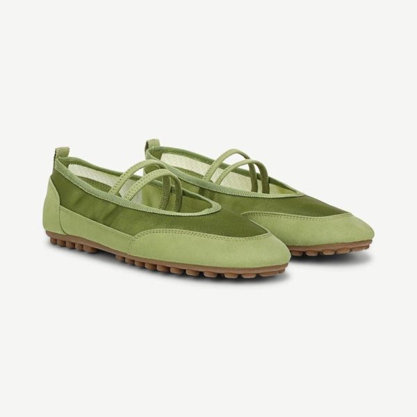 Franco Sarto Franco Fietta Mary Jane Shoes (Green Mesh Fabric) 6.0 M Round Toe