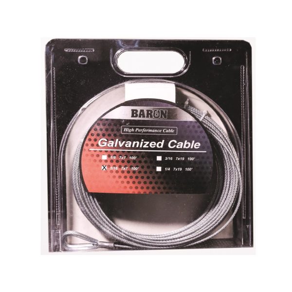 Baron 1/16 in. D X 100 ft. L Galvanized Steel Aircraft Cable at Ace Hardware