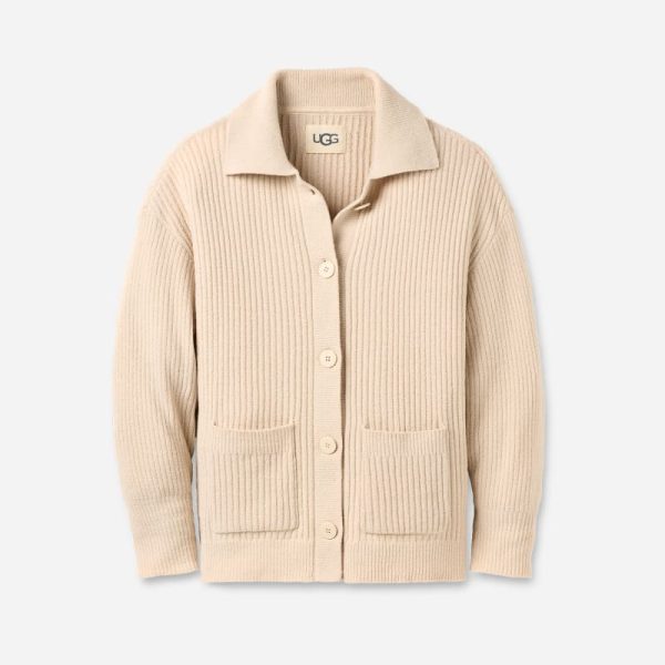 UGG® Women's Junipher Cardigan Lite Polyester/Recycled Materials Tops in Sand, Size XL