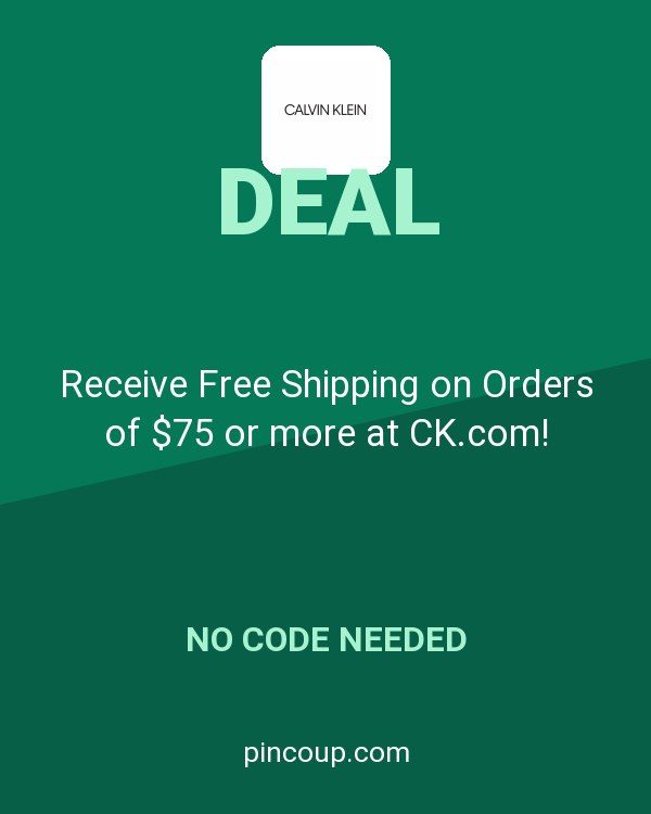 Calvin Klein coupon: Receive Free Shipping on Orders of $75 or more at CK.com!