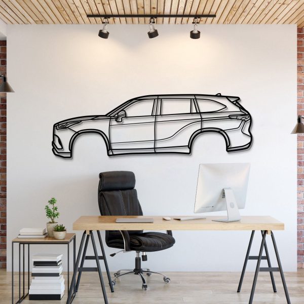 2020 Highlander 4th Gen (XU70) Metal Car Wall Art - MT0712 - 39" - 99 cm at Modello Turbo LLC