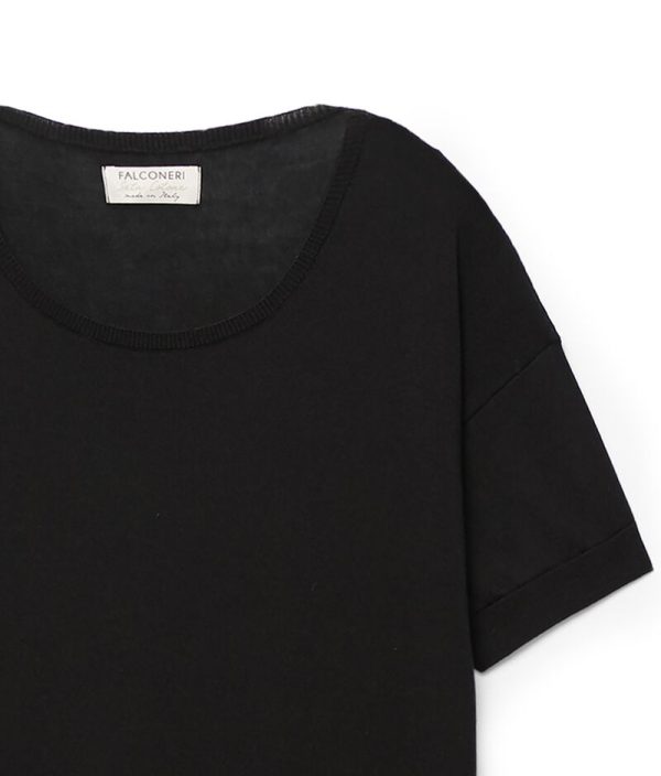 Falconeri Silk and Cotton Crewneck Sweater Woman Black Size LL