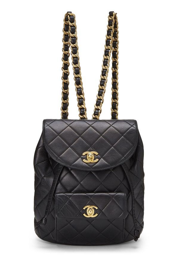 Women's Chanel Black Quilted Lambskin 'CC' Classic Backpack Medium in Black Medium at What Goes Around Comes Around