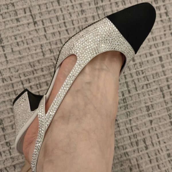 designer shoes Rhinestone Dress Shoes Sandal for womens classics chunky heel slingbacks Sexy Versatile 6.5cm kitten Heel Sandals 35-41 Elegant Womens Designers Shoe at DHgate