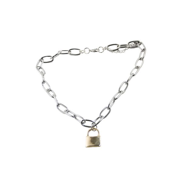 Punk Padlock Chain Necklace, Silver/Gold - Spirit Halloween at SpiritHalloween.com