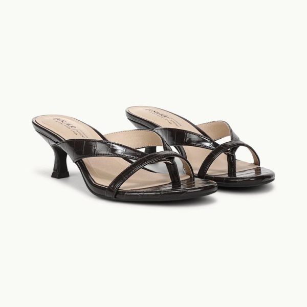 LifeStride Shoes Navine Thong Sandal (Dark Brown Croco Faux Leather) 9.5 M
