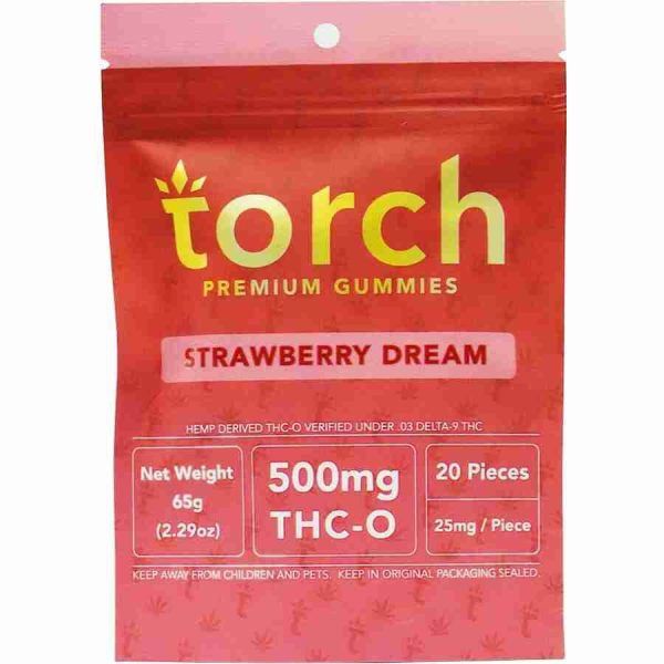 Torch Strawberry Dream THC-O 25mg Gummies (20pc) at D8 Super Store