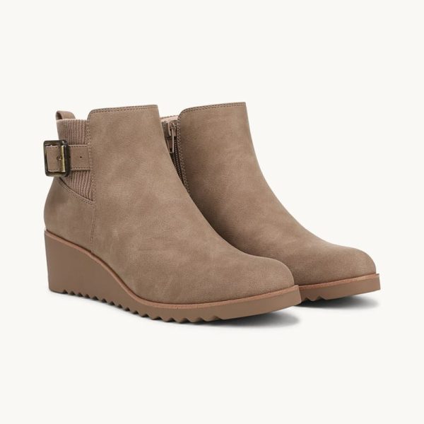 LifeStride Zayne Ankle Bootie Boots (Brown Faux Leather) 5.5 M