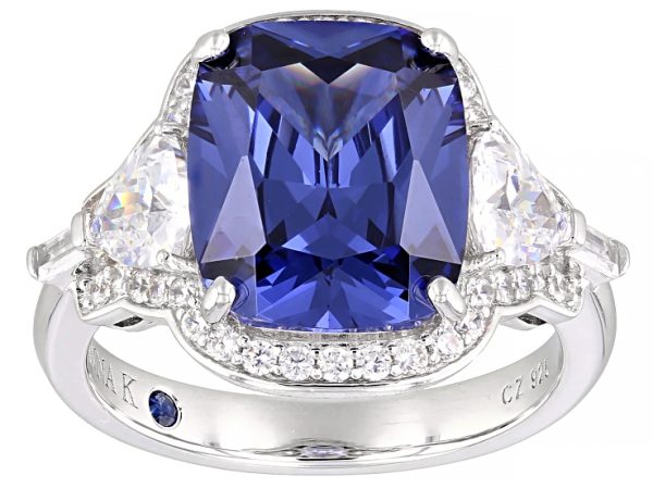 Blue And White Cubic Zirconia Platineve® Ring 10.68ctw at JTV Jewelry