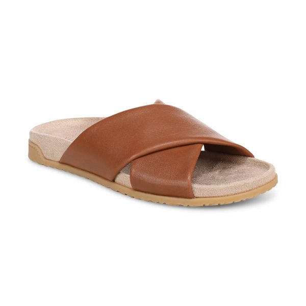 Vionic Women's Etna Slide Sandal with Arch Support in Tan Leather, Size 7 at ANINE BING