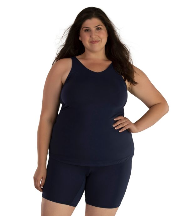 Junowear Hush V-Neck Tank with Bra - FINAL SALE, 3X / NAVY BLUE at JunoActive
