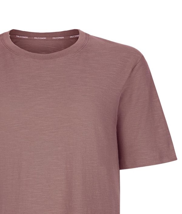 Falconeri Cotton Crewneck T-Shirt with Short Sleeves Woman Rosé Dark Size M