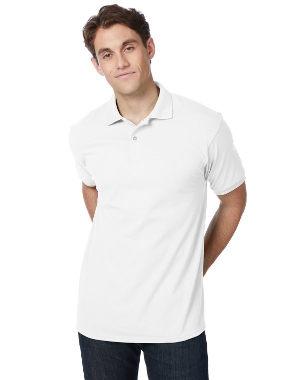 Hanes EcoSmart Men's Polo Shirt (Big & Tall Sizes Available) White 2XL at Hanes.com