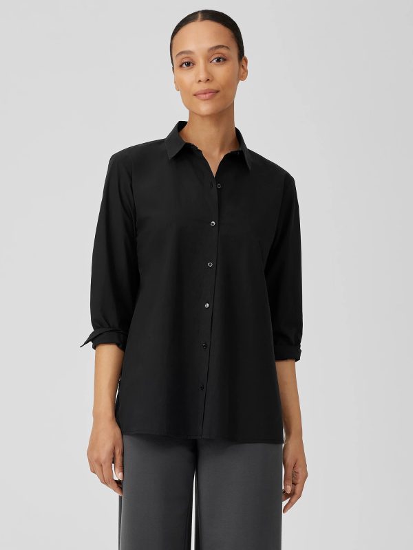 Washed Organic Cotton Poplin Shirt at EILEEN FISHER