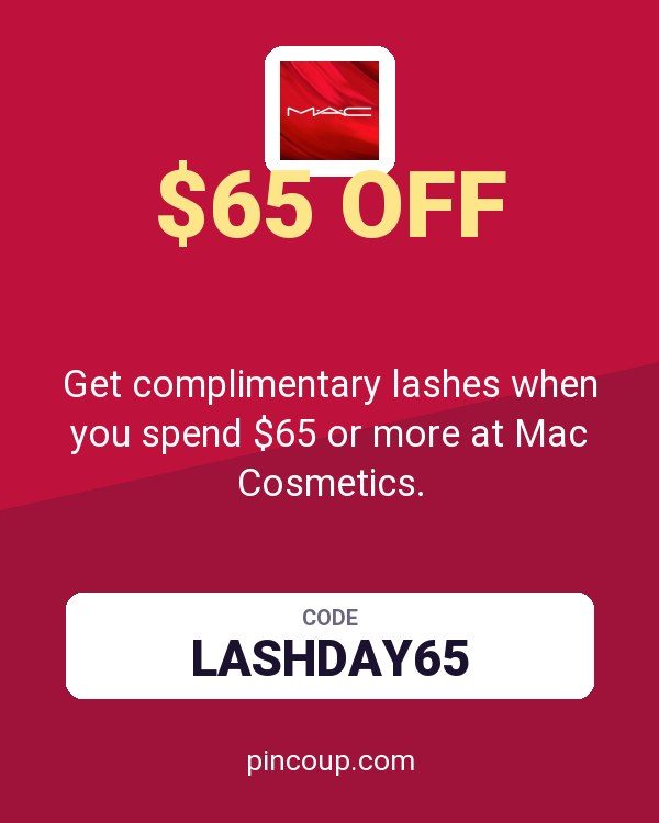 Get complimentary lashes when you spend $65 or more at Mac Cosmetics.