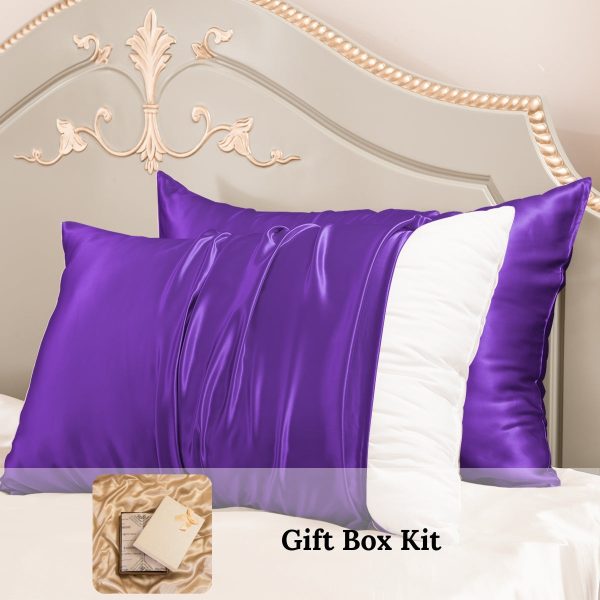 23mm 6A+ 100% Mulberry Silk Pillowcase 2 Pack-Wedding Gift Kit - King / Purple at Promeed