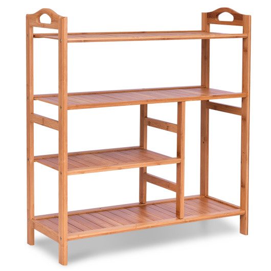4 Tiers Multifunction Bamboo Storage Shoe Rack for Entryway Hallway at Costway