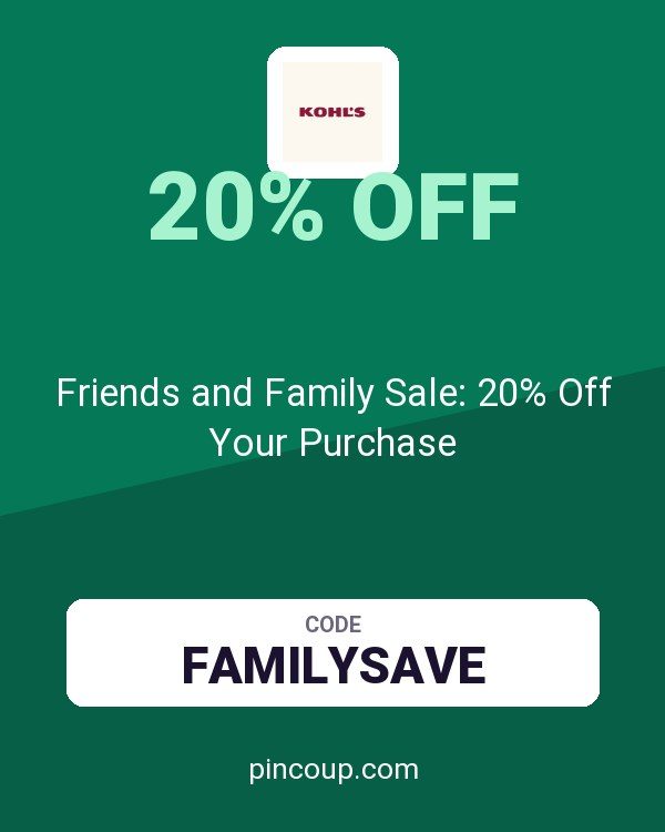 Kohl's coupon: Friends and Family Sale: 20% Off Your Purchase
