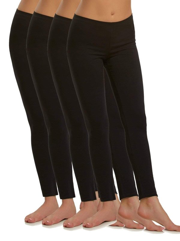 Cotton Modal Lightweight Leggings 4-Pack, Black / X-Large at Felina Intimates