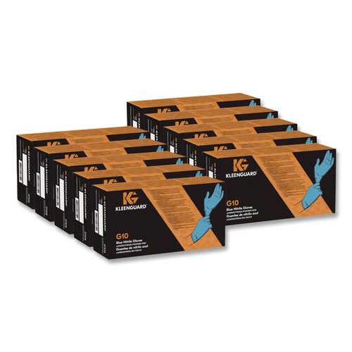 KleenGuard 9.5 in. Long 6 mil Thick Powder-Free G10 Nitrile Gloves - Large Blue (10-Boxes/Carton) at CPO Outlets