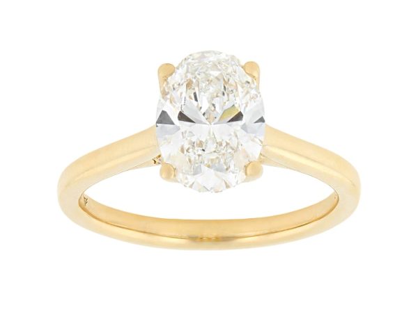Certified White Lab-Grown Diamond F VS-SI 14K Yellow Gold Tulip Setting Solitaire Ring 2.10ctw at JTV Jewelry