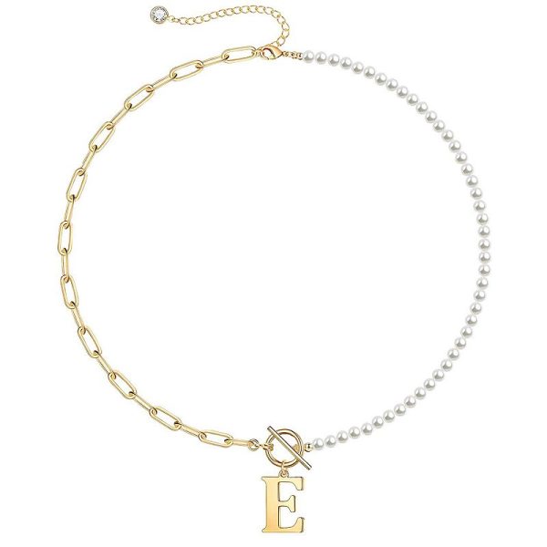 14k Gold Plated Initial Link Chain Necklace, Women's, Size: 16-18" ADJ, Gold Tone E at Kohl's