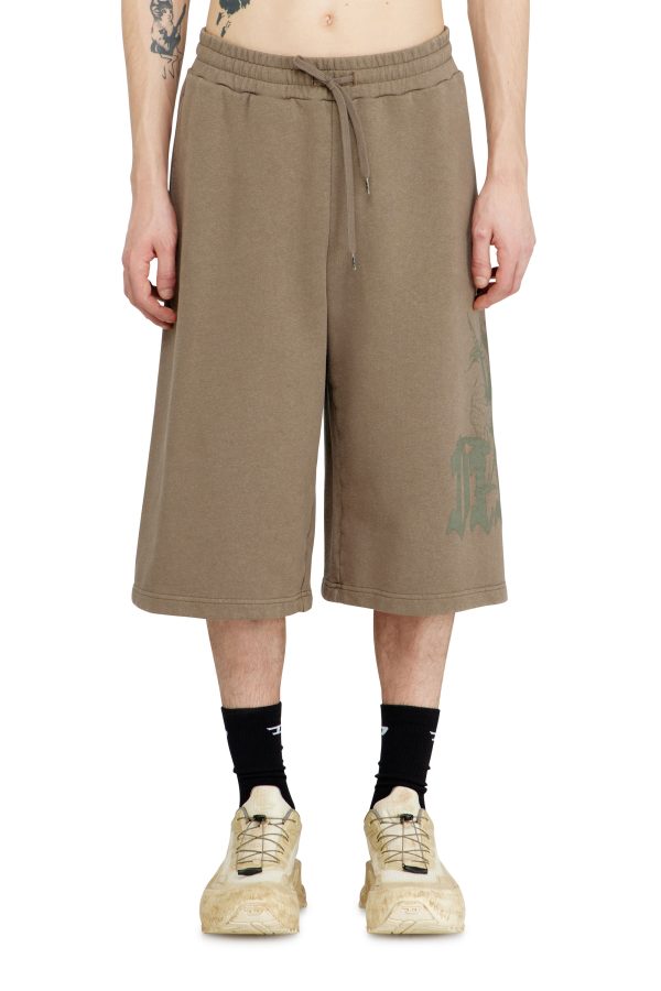 Diesel - Treated longline shorts with print - Shorts - Man - Beige