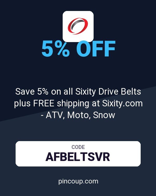 Save 5% on all Sixity Drive Belts plus FREE shipping at Sixity.com - ATV, Moto, Snow
