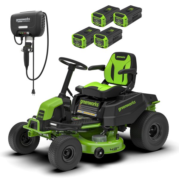 82V 42" CrossoverT Riding Lawn Tractor: (4) 82V 6.0 Ah Batteries and (1) 600W Turbo Wall Charger, CRT4282 at Greenworks Tools
