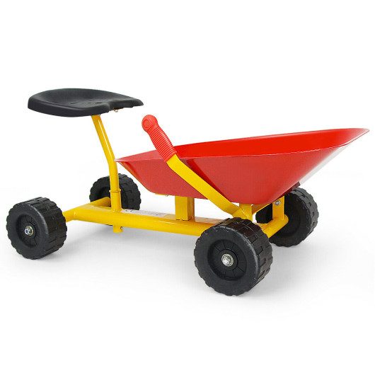 8 Inch Heavy Duty Kids Ride-on Sand Dumper with 4 Wheels-Red at Costway