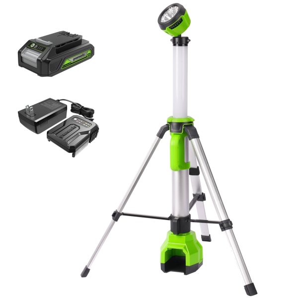 24V Cordless Battery 2-in-1 Standing Light Kit: 2.0 Ah Battery and Charger at Greenworks Tools