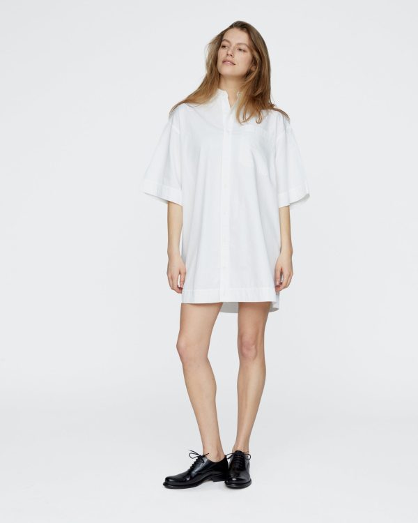 Women's Stone Washed Boxy Dress Top Cotton in White Size Medium ATM Clothing at ATM Collection