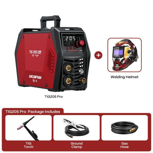 Arccaptain TIG205 Pro Cold TIG Welder with Welding Helmet