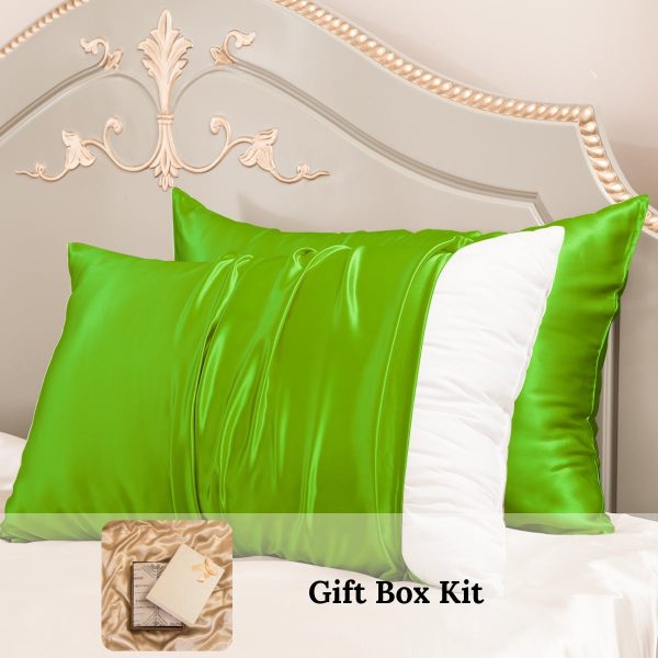 23mm 6A+ 100% Mulberry Silk Pillowcase 2 Pack-Wedding Gift Kit - Standard / Green at Promeed