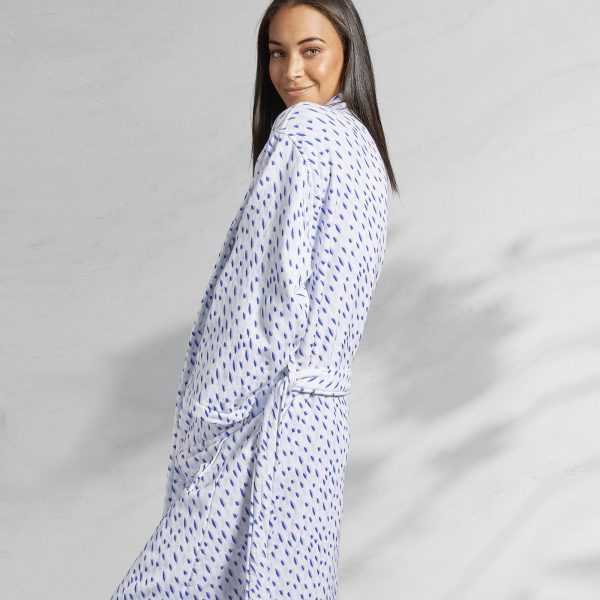 Boudoir Robe - Blue Multi / L/XL at Kassatex