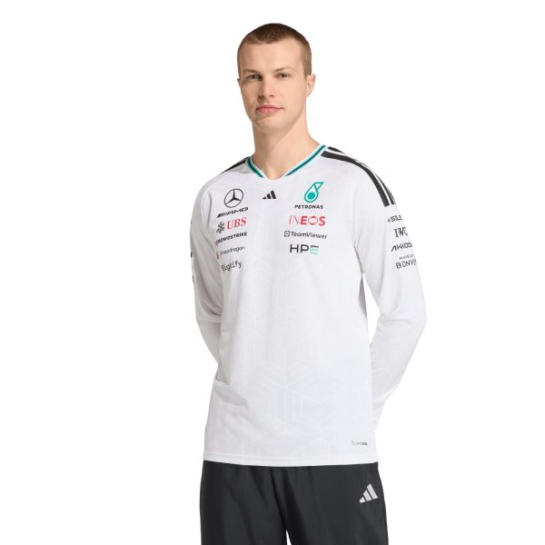 Mercedes AMG Petronas adidas Authentic Team Driver Long Sleeve T-Shirt - White at F1 Store