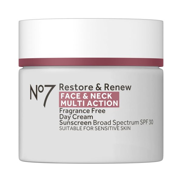No7 Restore & Renew Face & Neck Multi Action Fragrance Free Day Cream SPF 30 1.69 fl oz at No7 Beauty