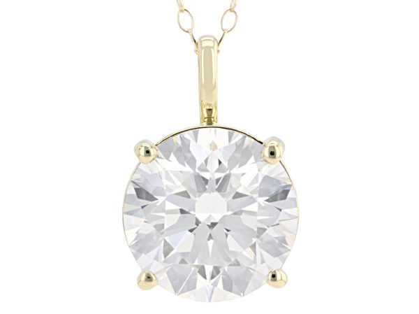 Certified Round White Lab-Grown Diamond F-VS1 14k Yellow Gold Solitaire Pendant 5.00ct at JTV Jewelry