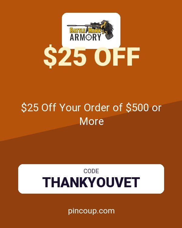 BattleHawk Armory coupon: $25 Off Your Order of $500 or More