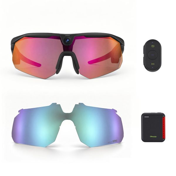 BleeqUp Ranger AI Sports Camera Glasses – Ultimate Bundle - Black – Standard Orange Red Lens / ZEISS Blue Lens / Power Plus+Bluetooth Controller at FutureBleep Technology Limited