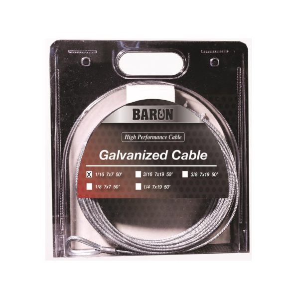 Baron 1/16 in. D X 50 ft. L Galvanized Steel Aircraft Cable at Ace Hardware