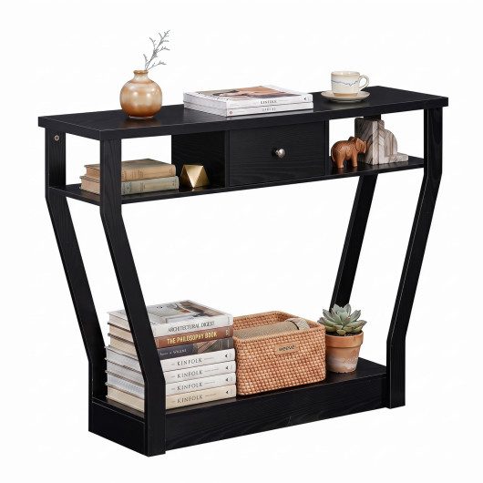 Curved Frame Modern Console Table with Storage Drawer for Entryway at Costway