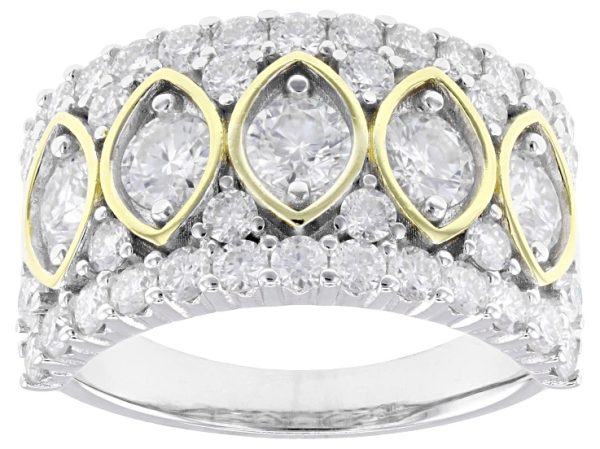 Moissanite Platineve And 14k Yellow Gold Over Silver Ring 2.09ctw DEW at JTV Jewelry