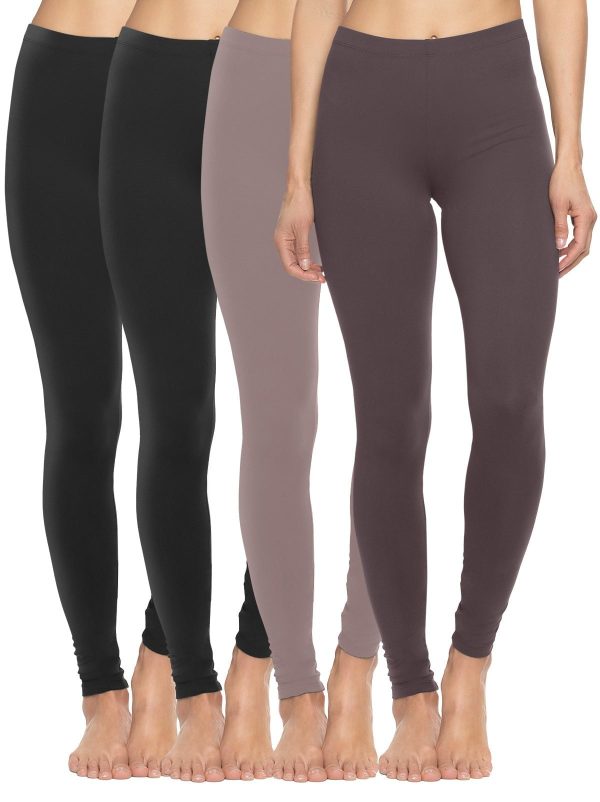 Velvety Soft Lightweight Leggings 4-Pack, Black Squirrel / Medium at Felina Intimates