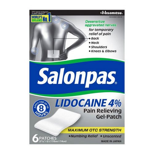 Salonpas, Salonpas Lidocaine 4% Pain Relieving Gel Patch, 15 Count / 1 Box at Herbspro