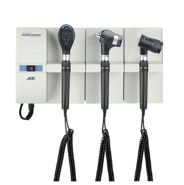 ADC Adstation 5680-5 3.5V Wall PMV Otoscope/Ophthalmoscope/Dermascope Diagnostic Set - LED Otoscope/Xenon Ophthalmoscope/LED Dermascope at MFI Medical