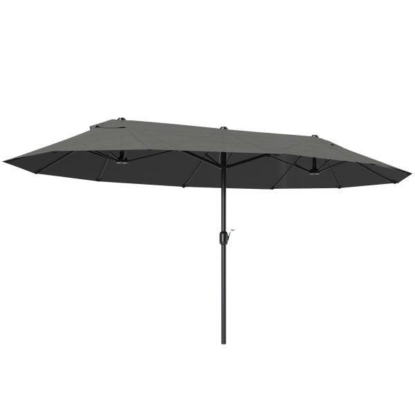 Outsunny Extra Large 15 ft Patio Umbrella, Double-Sided Wide Outdoor Umbrella with Crank Handle and Air Vents for Backyard, Deck, Pool, Market, Gray at Aosom.com